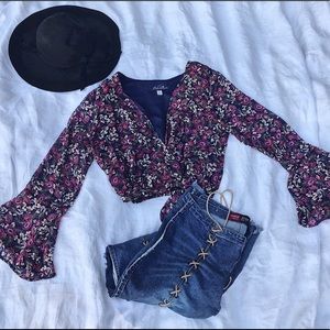Blue Rain, Floral Top